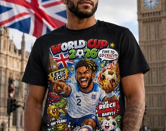 England World Cup 2026 Football / Soccer Player Illustration Tee | Football Fan Shirt