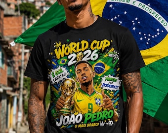 Brazil World Cup 2026 Football / Soccer T-Shirt | Soccer Player Graphic Tee