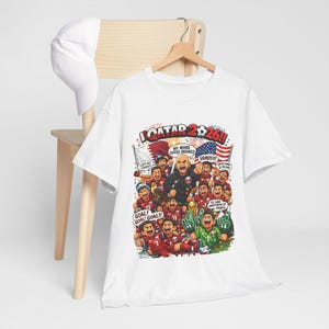 Qatar 2026 World Cup Cartoon Players T-Shirt | Soccer Tournament Illustration image 4