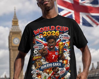 England World Cup 2026 Football/ Soccer Player Illustration Tee | Football Shirt