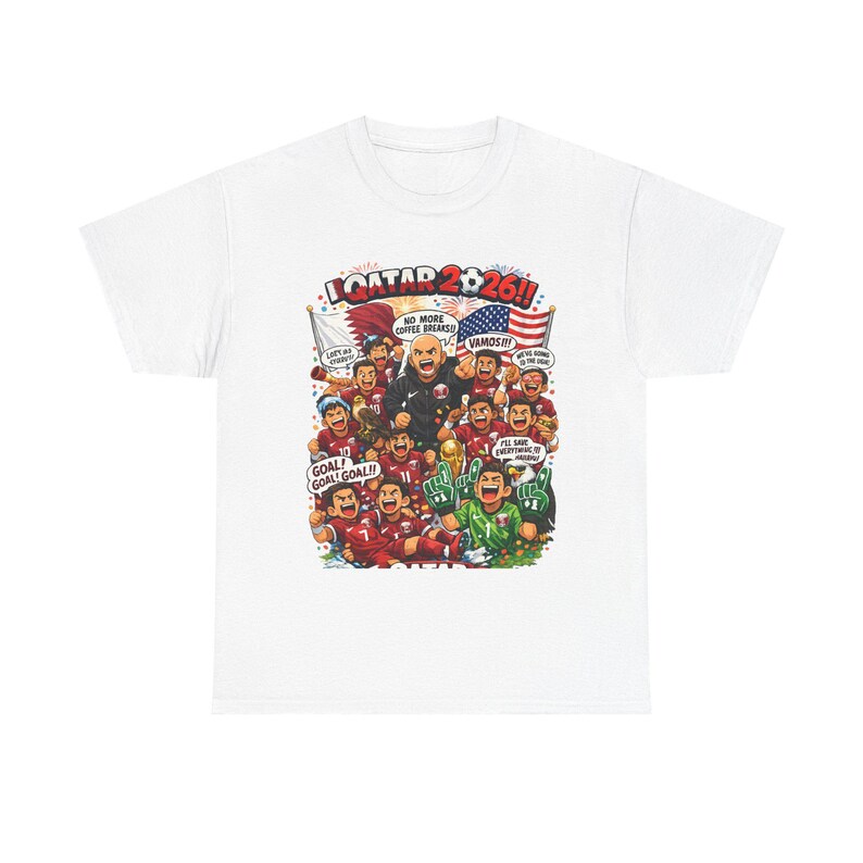 Qatar 2026 World Cup Cartoon Players T-Shirt | Soccer Tournament Illustration image 2