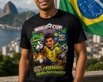 Brazil World Cup 2026 Football/ Soccer Illustration T-Shirt | Soccer Retro Trophy Design