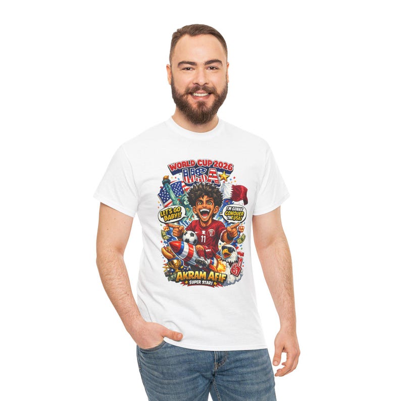 Qatar World Cup 2026 Football / Soccer Player T-Shirt | Qatar Football Fan Tee image 6