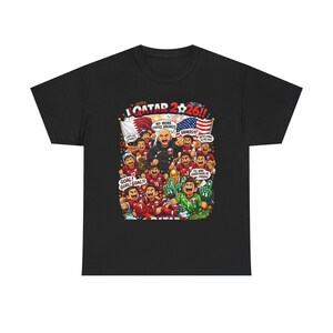 Qatar 2026 World Cup Cartoon Players T-Shirt | Soccer Tournament Illustration image 3