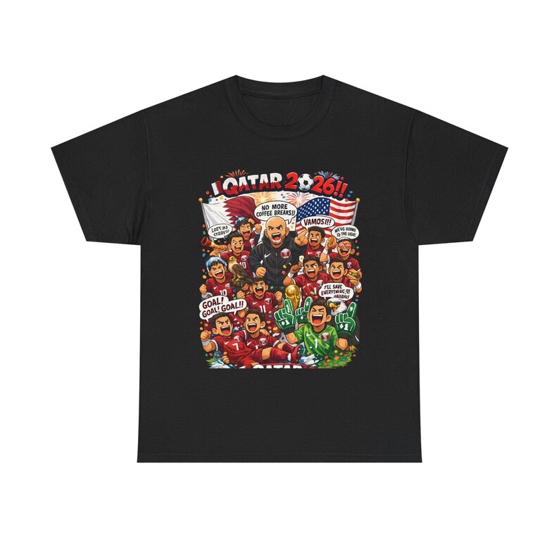 Qatar 2026 World Cup Cartoon Players T-Shirt | Soccer Tournament Illustration image 3