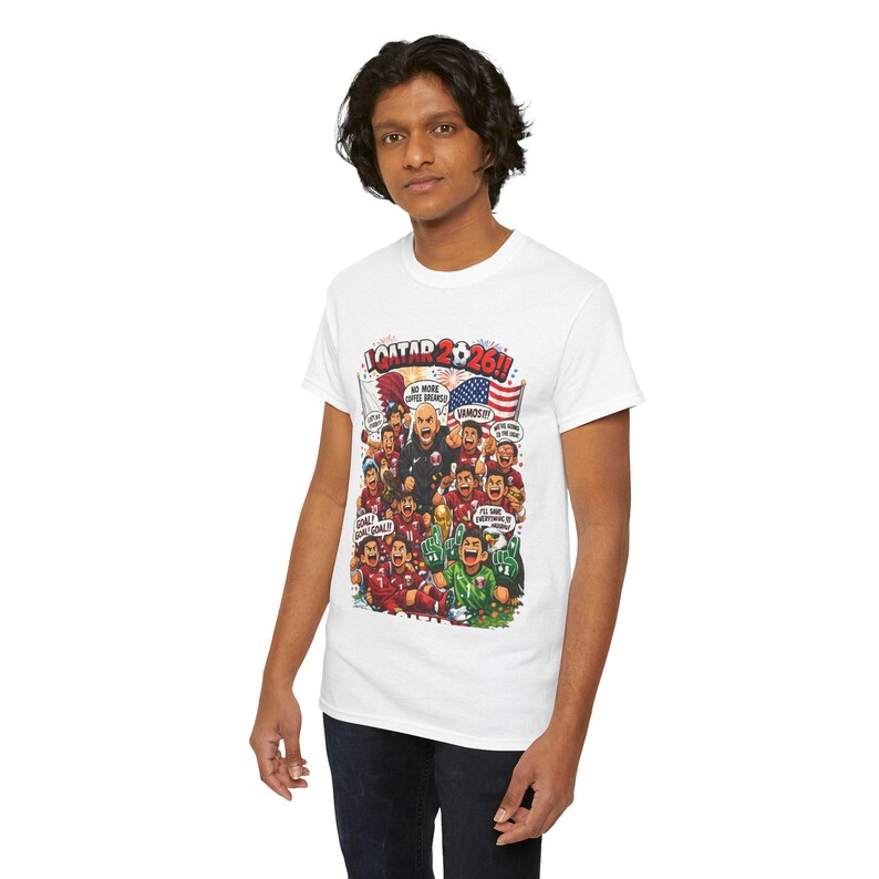 Qatar 2026 World Cup Cartoon Players T-Shirt | Soccer Tournament Illustration image 9
