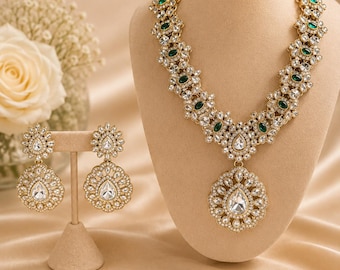 Emerald Royale Polki Bridal Necklace Set