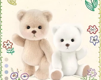 Handmade Teddy Bear Plush Toy Cute Dress Up Bear Doll Soft Cuddly Plushie Gift for Girlfriend Kids Nursery Decor