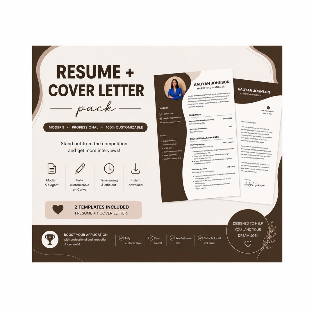 Resume Template With Photo | Modern Canva CV | Professional Resume ...