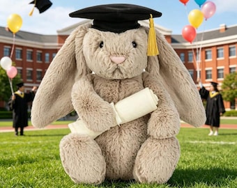 Peluche Jellycat Bashful lapin de remise des diplômes beige - Avec sac