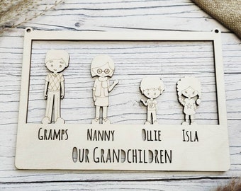 Grandchildren Plaque • Personalised Gift • Wooden Present • Grandparents Gift • Christmas Present