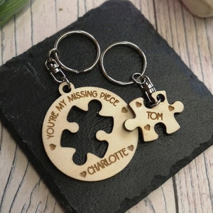 Personalised You Are My Missing Piece Keyring • Valentines Day Gift • Couples Keyring • Jigsaw Missing Piece Keychain • Anniversary Keepsake