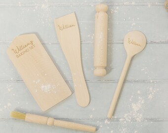 Wooden Baking Set • Affordable Christmas Gift • Custom Wooden Baking Set • Engraved Wooden Spoon • Script Name