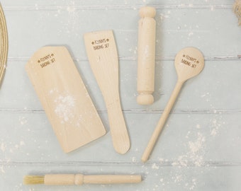 Wooden Baking Set • Affordable Christmas Gift • Custom Wooden Baking Set • Engraved Wooden Spoon •