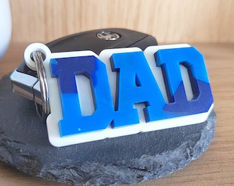 Daddy Keyring • Layered Acrylic Father's Day Present • Recycled Acrylic Keyring • Dad Gift • Father's Day Gift • Gift For Dad - Blue Camo