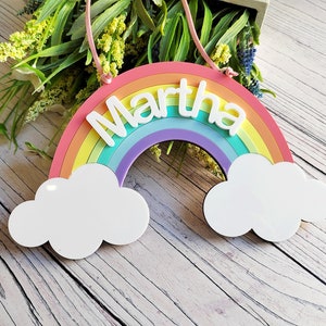 Pastel Rainbow Name Door Plaque • Personalised Gift • Rainbow Decor • Bedroom Sign • Children's Bedroom Sign • Children's Birthday Present