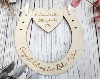 Personalised Wedding Horseshoe • Wooden Horseshoe Wedding Gift • Personalised Wedding Present • Laser Engraved Horseshoe