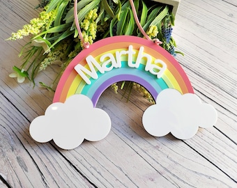 Pastel Rainbow Name Door Plaque • Personalised Gift • Rainbow Decor • Bedroom Sign • Children's Bedroom Sign • Children's Birthday Present