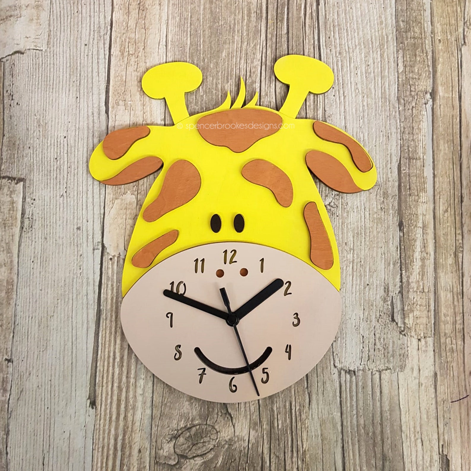 Giraffe Clock Wooden Wall Clock Nursery Clock Etsy