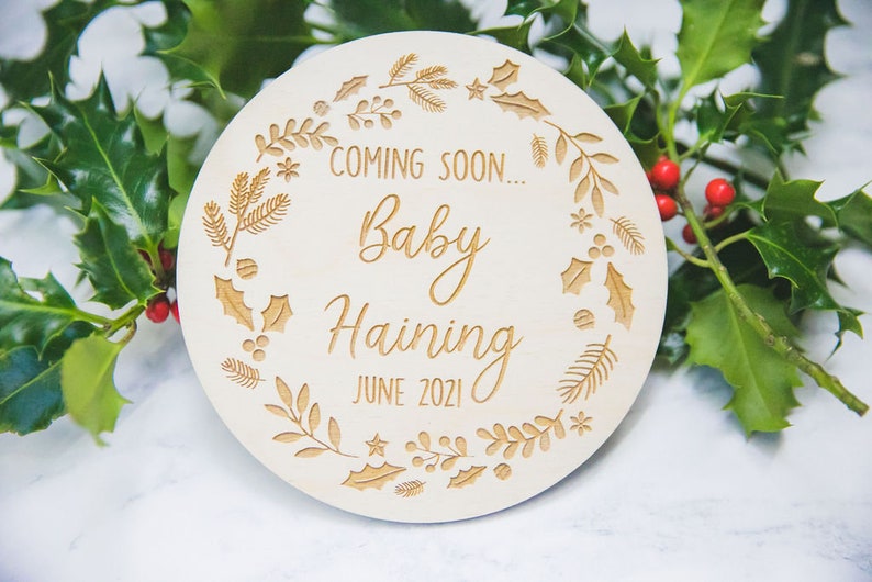 Christmas Baby Announcement \u2022 Engraved Wooden Gift \u2022 Baby Plaque \u2022 New Arrival \u2022 Baby Sign
