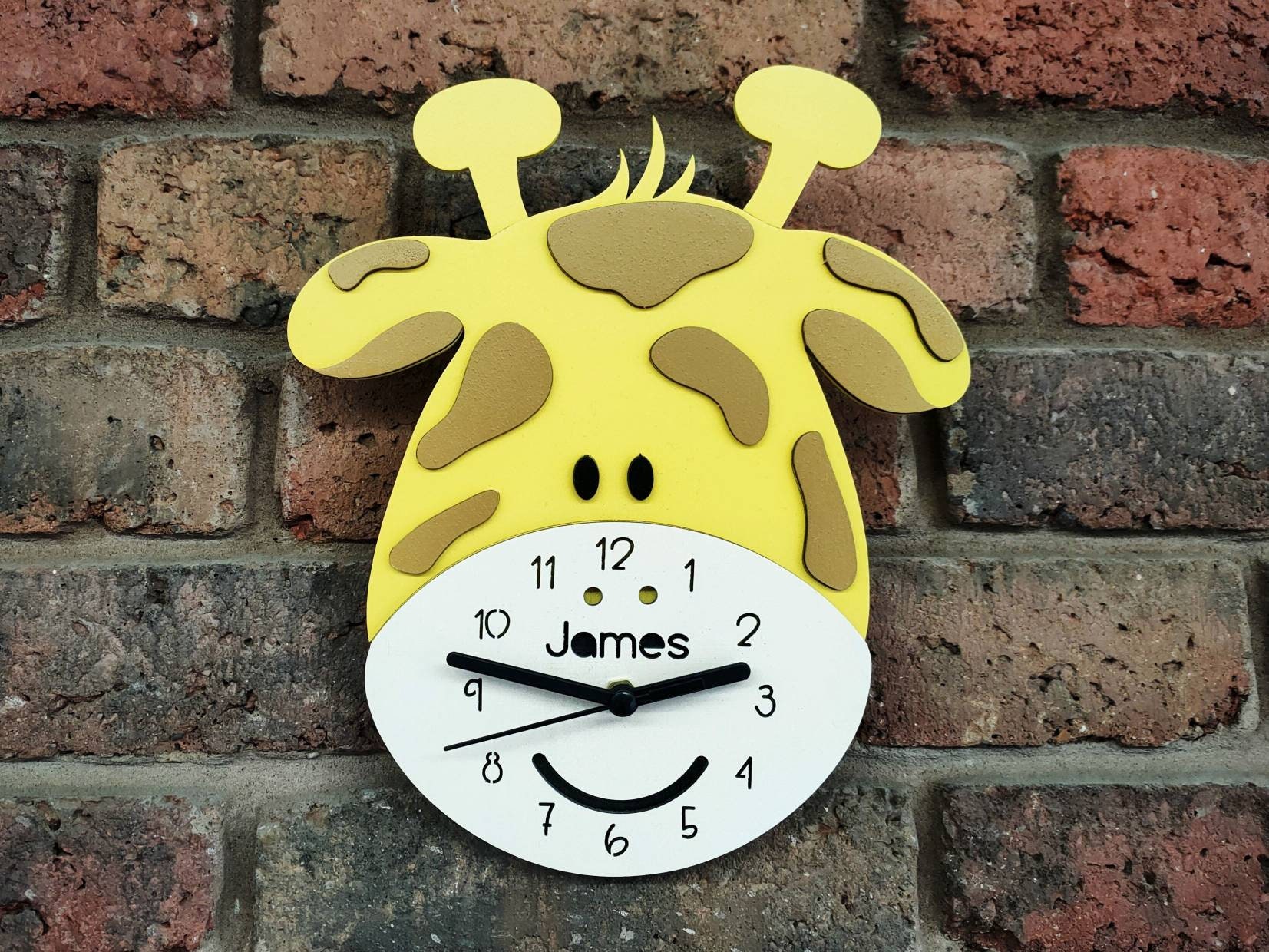 Wall Clock Pink Giraffe and Friends Girl Baby Nursery Shabby Chic  26cm Cute New 