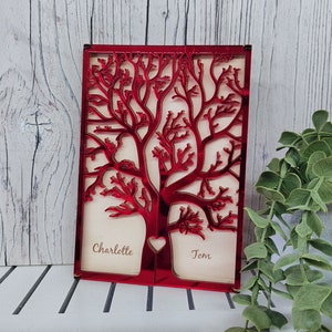 Biglietto di anniversario di matrimonio con rubino, regalo per il 40° anniversario, per il 40° anniversario di rubino, biglietto di auguri in legno, alternativa alla carta