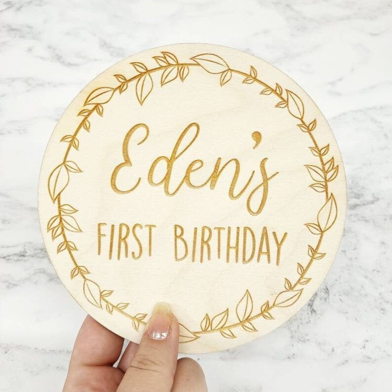 First Birthday Floral Plaque Engraved Wooden Gift Baby Etsy UK