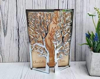Silver Wedding Anniversary Card 25th Wedding Anniversary Card 25 Year Silver Anniversary - Wooden Greetings Card - Card Alternative
