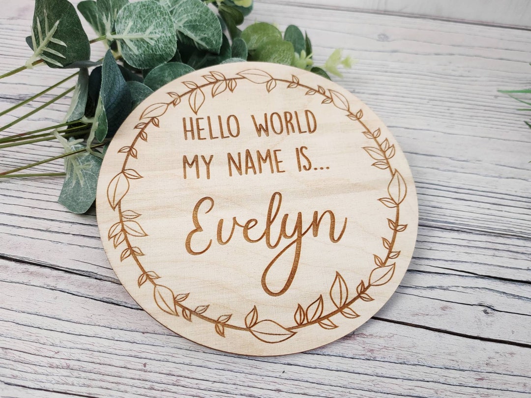 Floral Birth Announcement Plaque Engraved Wooden Gift Baby Etsy