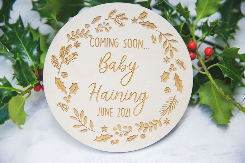 Christmas Baby Announcement \u2022 Engraved Wooden Gift \u2022 Baby Plaque \u2022 New Arrival \u2022 Baby Sign
