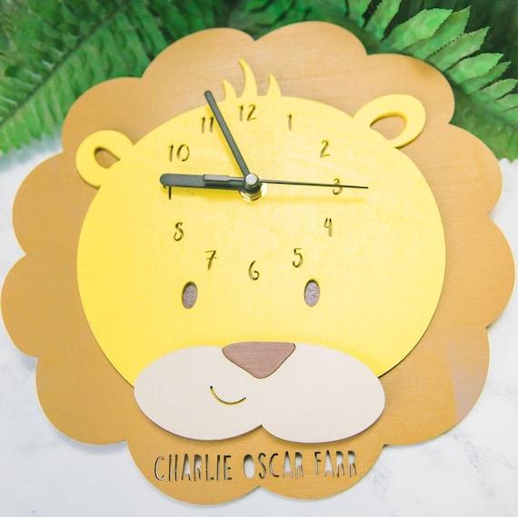 Reloj de Leon Reloj para ninos Decoracion del dormitorio de la guarderia Regalo personalizado Regalo de cumpleanos para ninos Primer regalo de cumpleanos Etsy Espana