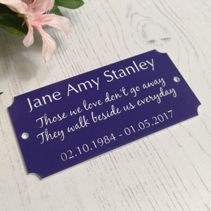 Moderne Gedenkplaat • Gepersonaliseerde Gedenkplaat • Gegraveerd in liefdevolle herinnering Plaques van 10x5cm • Stijl 3