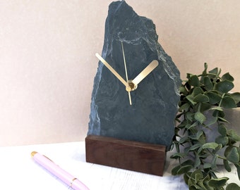 Personalised Slate Clock • Natural Grey Slate Clock • Rustic Home Decor • Personalised Wedding Gift •