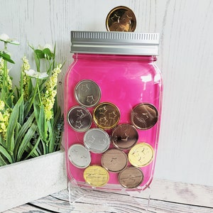 Pink Children's Magnetic Reward Jar • Reward Chart • Good Behaviour Reward • FREE COIN PACK •