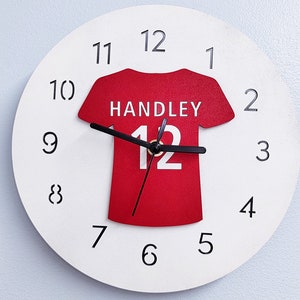 Football Shirt Clock • Children's Clock • Teen bedroom Decor • Personalised Gift  • Birthday Present • Birthday Gift