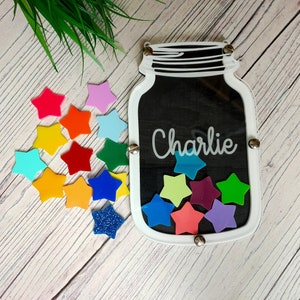 Reward Jar in Black and White Reward Jar Reward Chart Good Behaviour System Personalised Gift Potty Training Children&#39;s Birthday Present