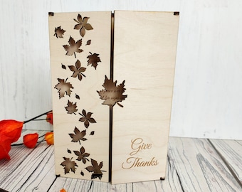 Thanksgiving Wooden Engraved Card - Thanksgiving Gift