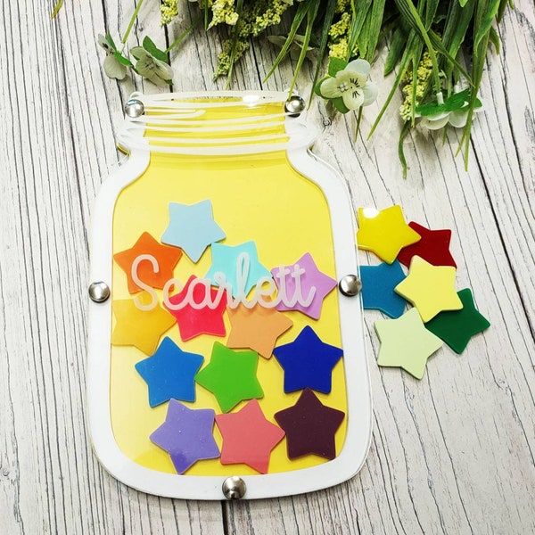 Yellow and White Reward Jar • Reward Chart • Good Behaviour System • Children's Personalised Gift • Potty Training • Birthday Present