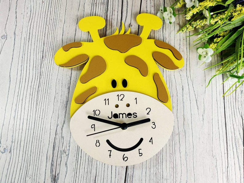 Giraffe Clock Children's Clock Nursery Bedroom Decor Etsy