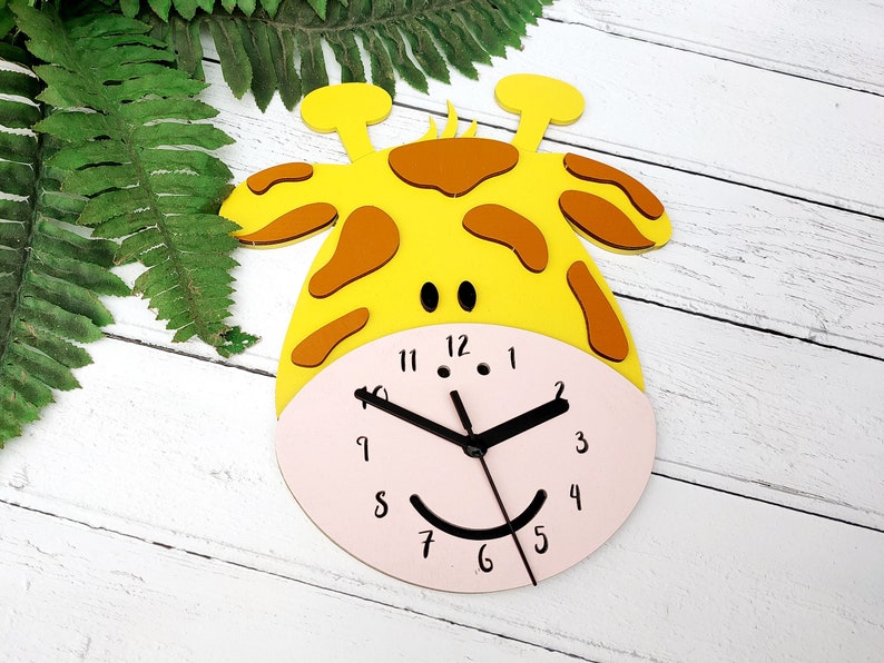 Giraffe Clock Wooden Wall Clock Nursery Clock Etsy