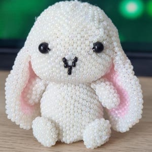 Pärlbesatt kanin PDF-mönster | Kawaii djurhandledning, steg-för-steg-pärlguide (digital nedladdning)