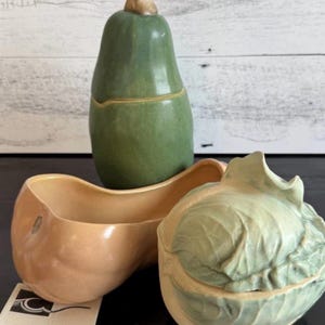 Patricia Garrett Impressions Pottery Squash Cabbage Lot 3pc