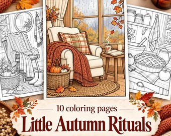Little Autumn Rituals | 10 Cozy Autumn Coloring Pages for Adults | Printable PDF