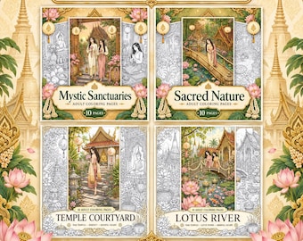 Thai Temple 40 Coloring Pages Bundle | Adult Printable PDF | Sacred Chiang Mai Collection