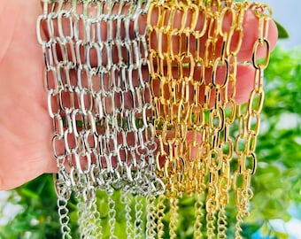 Gold Plated Stainless Steal Paper Clip Chain Bracelet for Men, Woman, Everyday, Party, Occasion, Wedding. Elegant Gift for Him or Her.