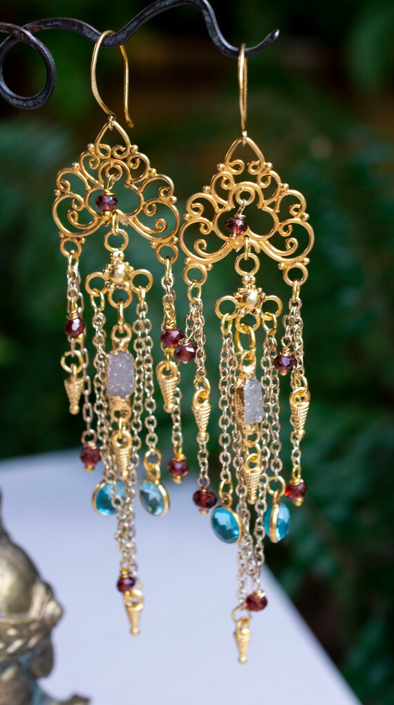 Chandelier Earrings Gemstone Earrings Etsy