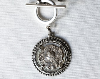 Antique Peacock Button Necklace/Peacock Necklace