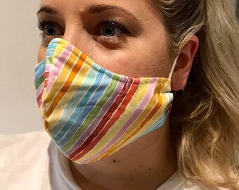 Cotton Face Mask Covering Filter Pocket Nose Wire Options Washable Reusable Patterned