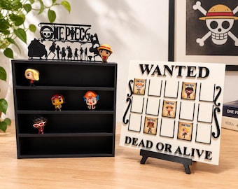 Kinder Joy Funko Pop One Piece Displayständer und Wanted-Kartenhalter | 3D-Sammelfigur und Kartendisplayständer