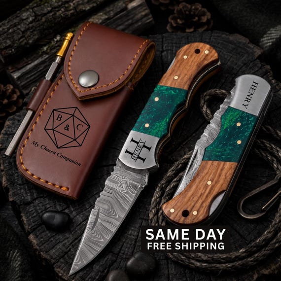 A pocket knife with a D20 dice design custom-engraved into it — nerdy, functional, and genuinely original where gamer culture meets EDC craft.